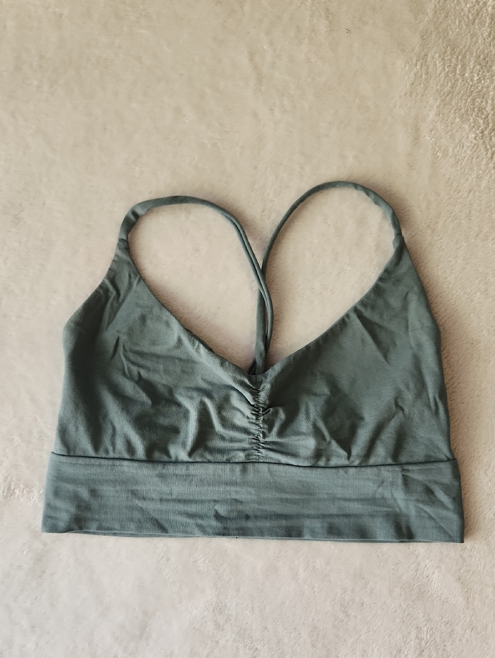 Una Pluma V-Neck Bralette in Sage Green